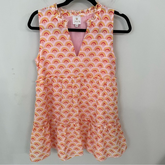 J Marie The Summer Tiered Sleeveless Mini Dress XS Petite Rainbow Babydoll.  10 - Picture 1 of 6